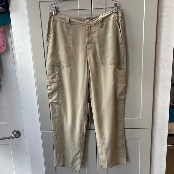 TAGS Timeless Apparel Getaway Style Sage Green Tencel Cargo Utility Boho Pant - Picture 1 of 7